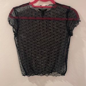 Forever 21 Black mesh shirt with heart design Size Medium